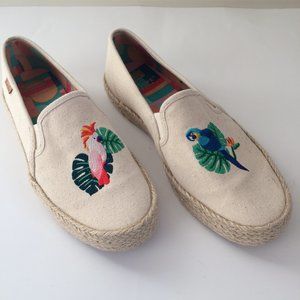 Keds Sunnylife Bright Parrots Canvas Tropical Summer Espadrilles Women's Size 8